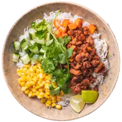 Lamme-köfte med hummus, krydret couscous og satsuma