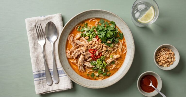 Thai ramen m. nudler og peanuts🌶️