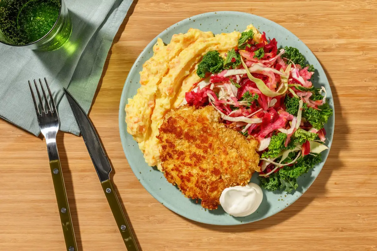 Cheddarpaneret kylling og citrondressing