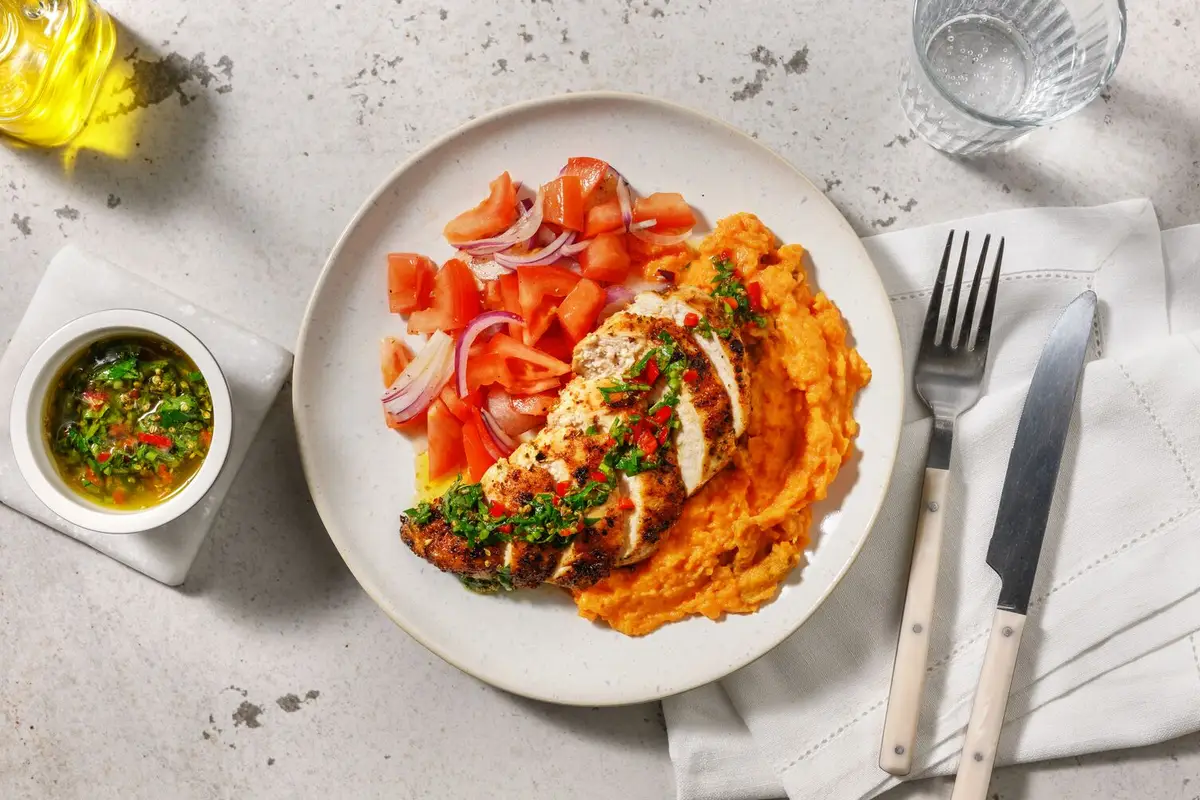 Stegt kyllingebryst og chimichurri